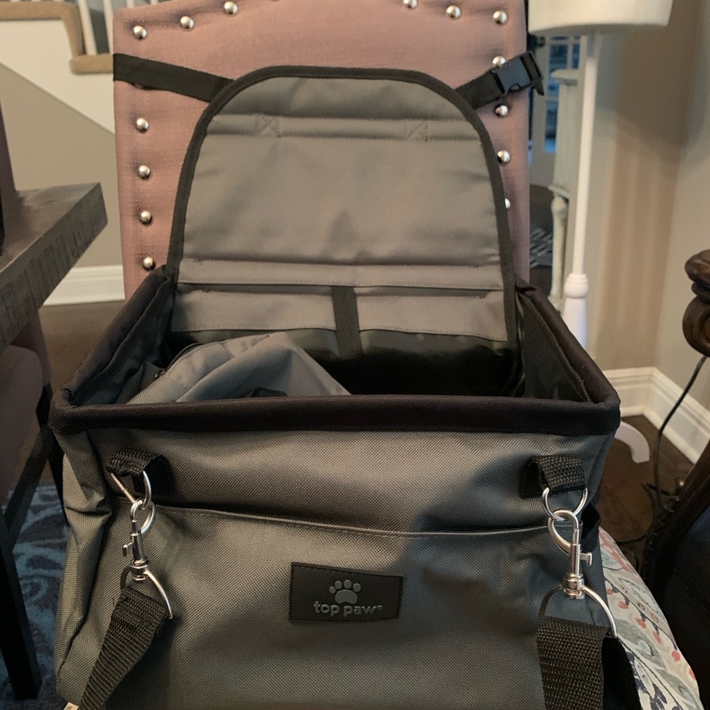 Pet Top Paw Gray Bag 12”x 12” Side Pockets, Car Support Strap